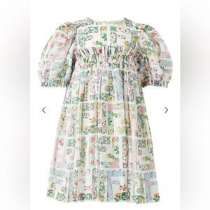 Fendi Kids - FF Floral Print Puff-Sleeve Dress - White Pink Green